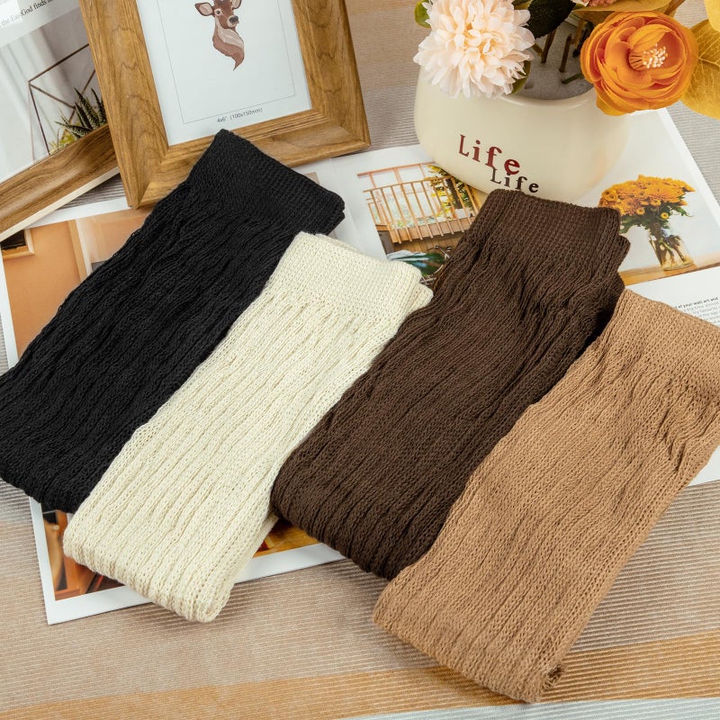 Justay 4 Pairs Slouchy Socks for Women, Scrunch Boot Long Knee High Knit Tube Athletic Slouch Socks for Woman - Image 2