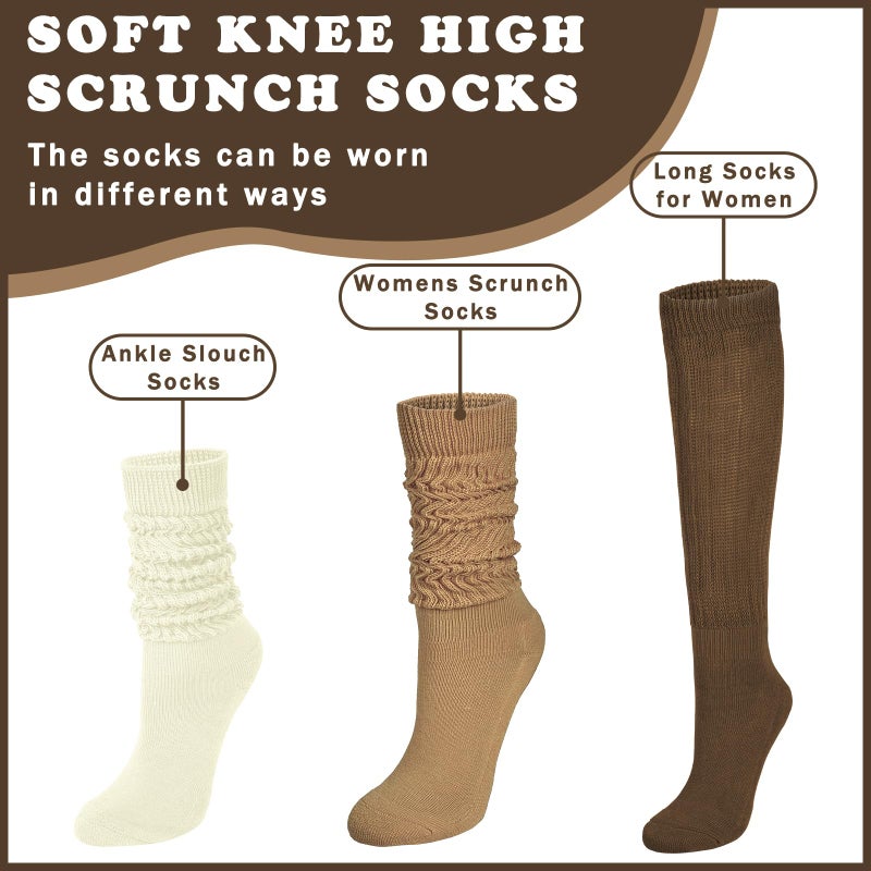Justay 4 Pairs Slouchy Socks for Women, Scrunch Boot Long Knee High Knit Tube Athletic Slouch Socks for Woman - Image 5