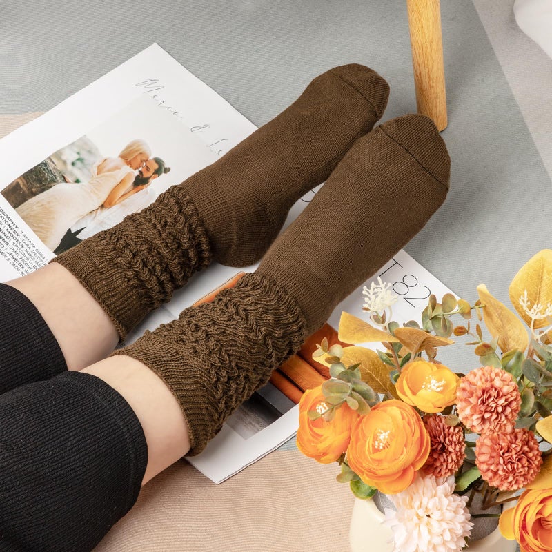Justay 4 Pairs Slouchy Socks for Women, Scrunch Boot Long Knee High Knit Tube Athletic Slouch Socks for Woman - Image 3
