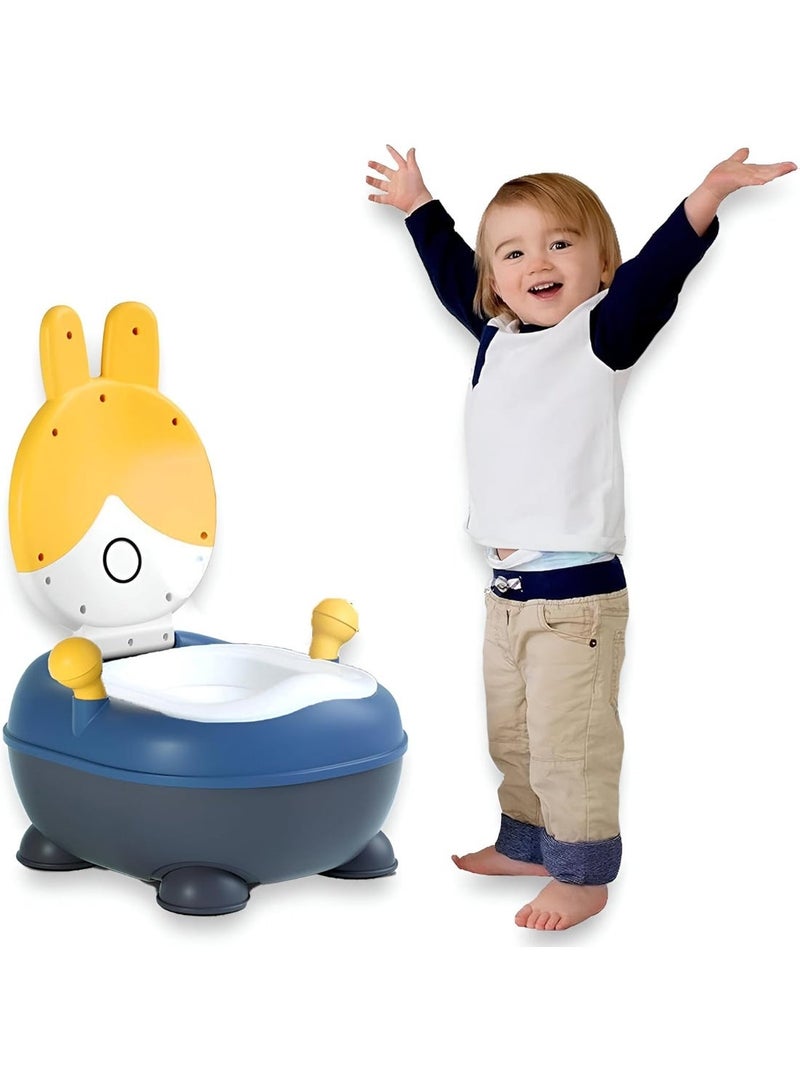 MUMS PLANET Comfortable rabbit shaped kids potty for toilet training with built in splash guard potty training toilet seat for children with anti slip base safe educational potty for early age kids - Image 1