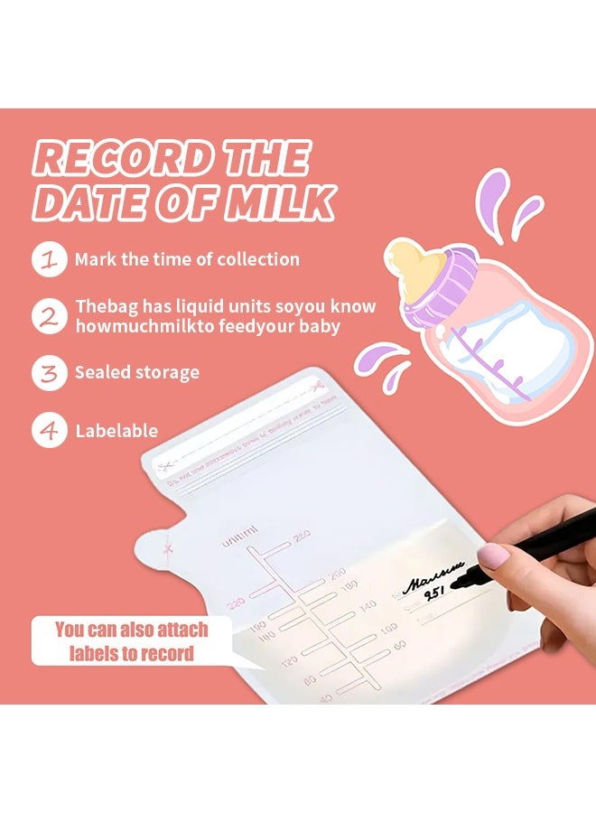 عدد 60 كيس لتخزين حليب الأم بسعة 250 مل، أكياس تخزين حليب الأم قائمة بذاتها، أكياس حليب أم تستخدم لمرة واحدة، مصنوعة من مواد آمنة للطعام - Image 3