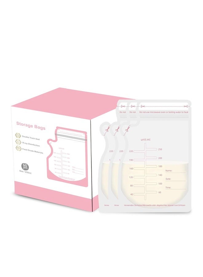 عدد 60 كيس لتخزين حليب الأم بسعة 250 مل، أكياس تخزين حليب الأم قائمة بذاتها، أكياس حليب أم تستخدم لمرة واحدة، مصنوعة من مواد آمنة للطعام - Image 1