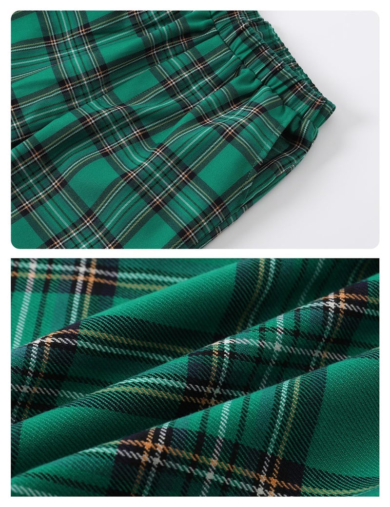 A&J DESIGN Kids Suit Boys Christmas St.Patrick's Easter Dress Outfit Tuxedo Formal Wear Plaid Blazer Pants Bow Tie Green 10-11 Years Teen Graduation Wedding Prom Suit Emerald Green - Image 5