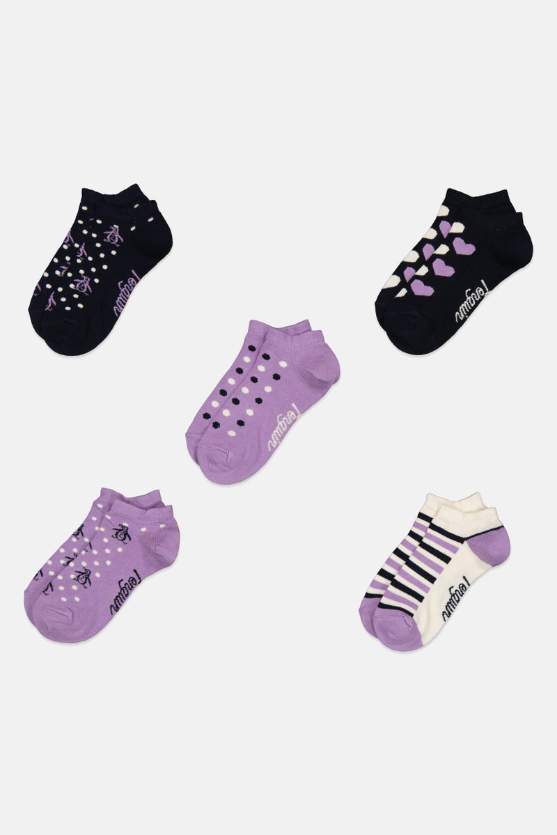 Original Penguin Kids Girl 5 Pairs Graphic Print Socks, Multicolor - Image 3