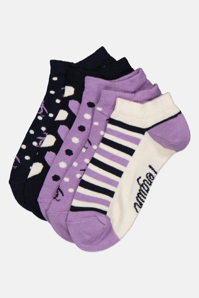 Original Penguin Kids Girl 5 Pairs Graphic Print Socks, Multicolor - Image 1