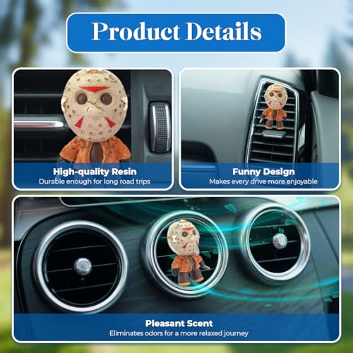 GENANY 3D Resin Horror Movie Killer Character Car Air Freshener Vent Clips, Spooky Car Freshener, Horror Air Freshener, Gothic Gifts for Women and Men, Cool Spring Gifts For Horror Fans - Image 4