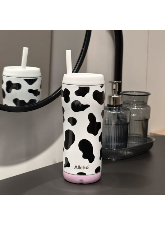 Allcho Cow Insulated Water Bottle for Women, 18 oz Stainless Steel Water Bottles, Double Walled, 2 Lids (Chug & Tumbler) - Hydrate & Caffeinate, Available Gift Wrapping - Image 4
