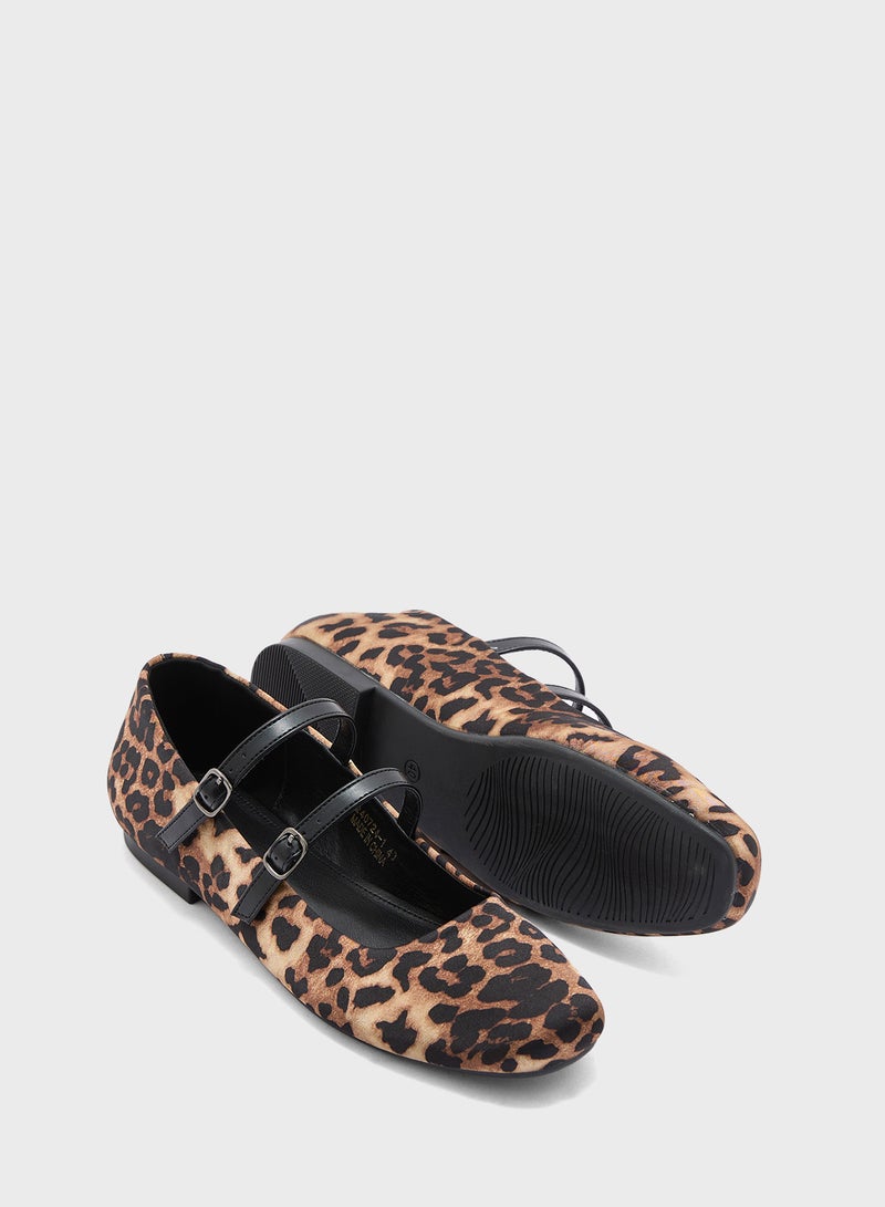 Ginger Double Strap Mary Jane Leopard Print Ballerina  - Image 3