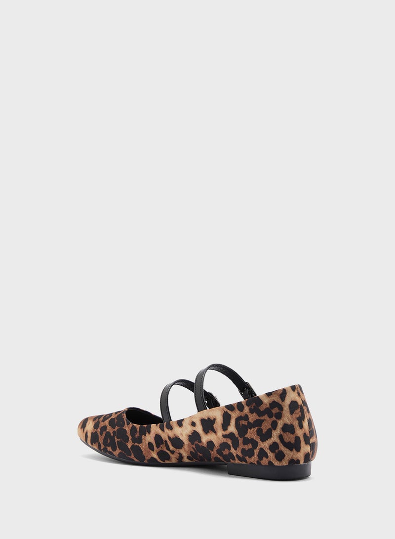 Ginger Double Strap Mary Jane Leopard Print Ballerina  - Image 2