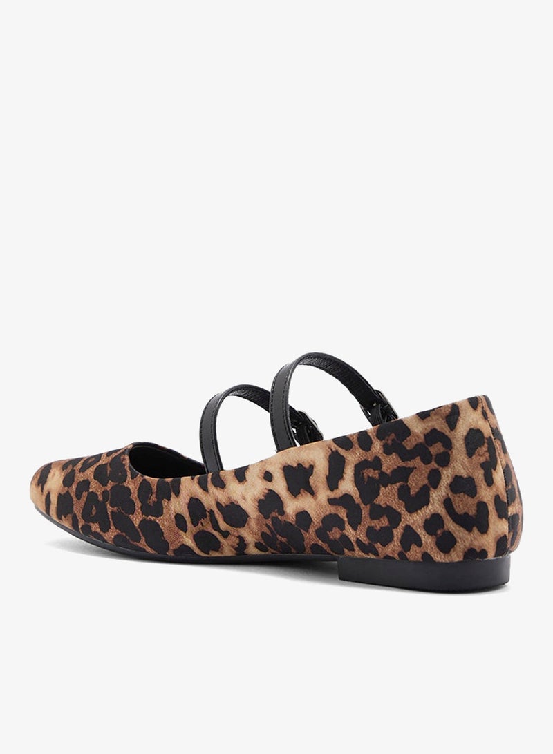 Ginger Double Strap Mary Jane Leopard Print Ballerina - Image 2