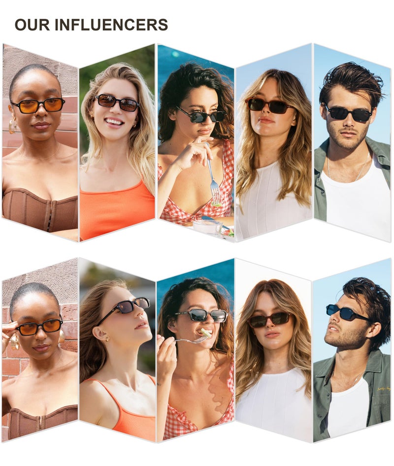 SOJOS Trendy Rectangle Polarized Sunglasses Womens Mens, Small Retro Fashion Thin Slim Square Sunnies SJ2610, Bright Tortoise/Dark Green - Image 3