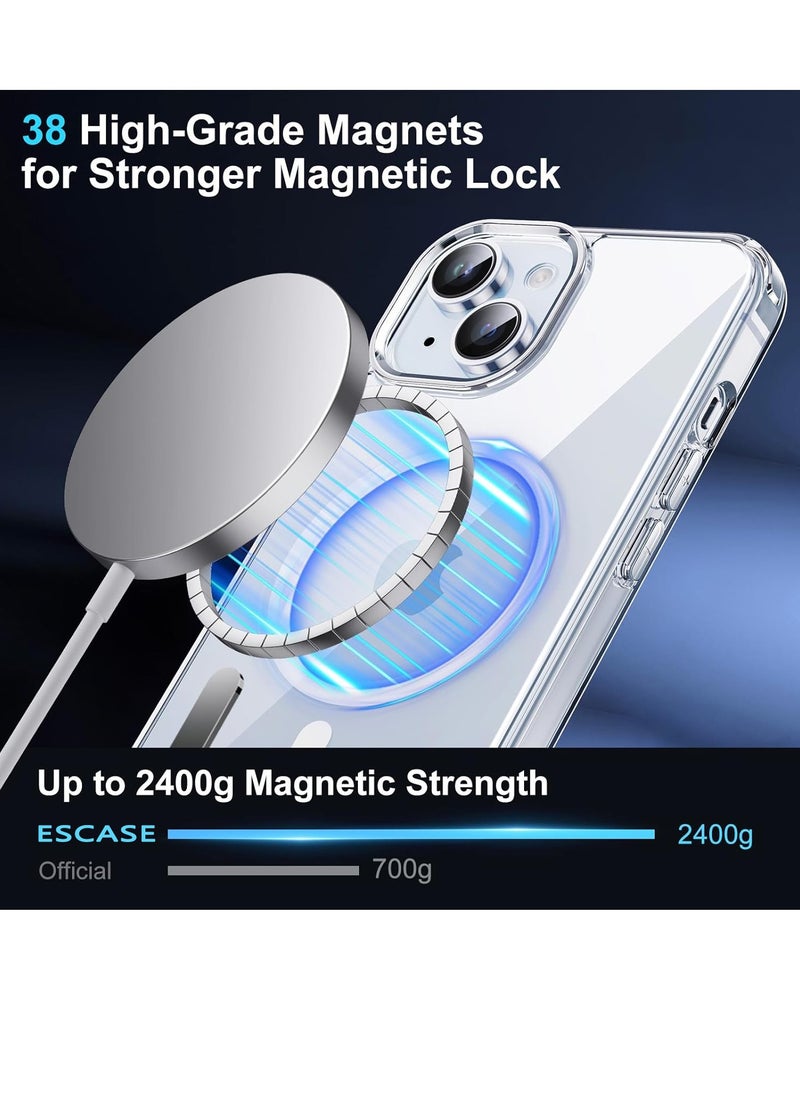ESCASE - 15 Plus Magsafe Case Clear Anti-Yellow&Anti-Scratch, Ultra Slim, Magnetic Magsafe Cover for iPhone 15 Plus 6.7inch Clear - Image 1