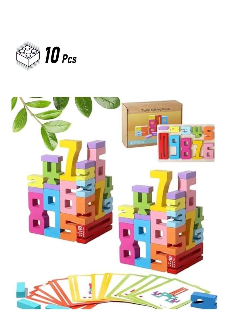 Wooden Number Building Blocks Montessori 10/20 PCS, 2025 New Digit Blocks, Strengthfully Wooden Number Blocks, Friends of 10 Blocks (10PCS + 20PCS) - Image 1