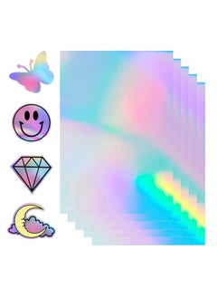 Y&D 20 pcs Holographic Sticker Paper Clear for Ink jet Printer Dries Quickly Waterproof Rainbow Vinyl 8.5 x 11 Inches  - Image 1