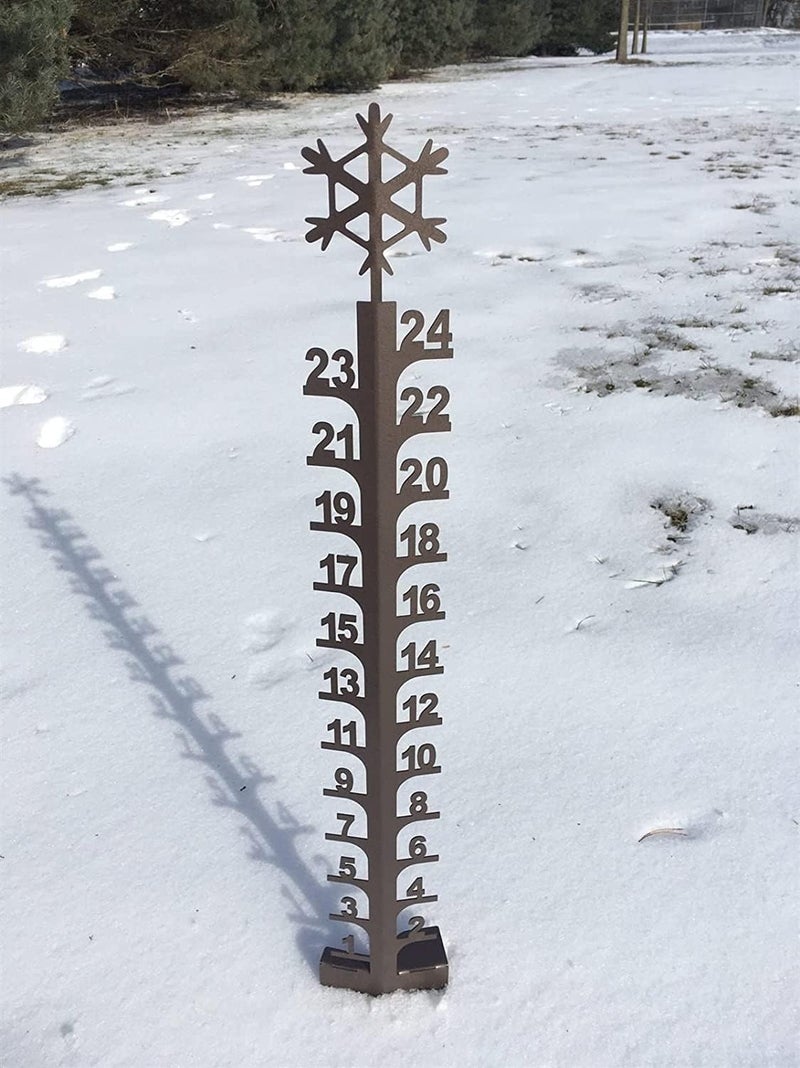woobles Snowflake 24" Snow Gauge, Snowmobile Snowflake Snow Gauge, Handmade Metal Yard Snow Measuring Stick Garden Stakes, Christmas Rain Gauge Outdoor Decoration Gift (Black elk) Black Elk - Image 4