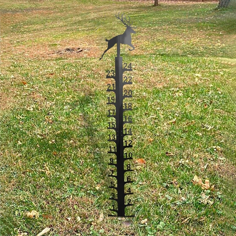 woobles Snowflake 24" Snow Gauge, Snowmobile Snowflake Snow Gauge, Handmade Metal Yard Snow Measuring Stick Garden Stakes, Christmas Rain Gauge Outdoor Decoration Gift (Black elk) Black Elk - Image 5