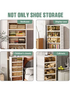 Bukela 6-Layer Shoe Box Foldable Storage Box Installation-Free Transparent Plastic Stackable Dust-Proof Shoe Cabinet With Lid 105x44x35 CM White  - Image 4