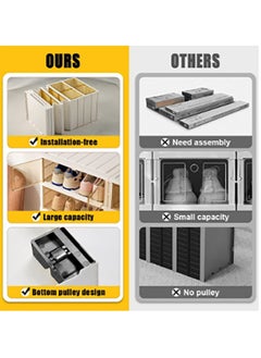Bukela 6-Layer Shoe Box Foldable Storage Box Installation-Free Transparent Plastic Stackable Dust-Proof Shoe Cabinet With Lid 105x44x35 CM White  - Image 5