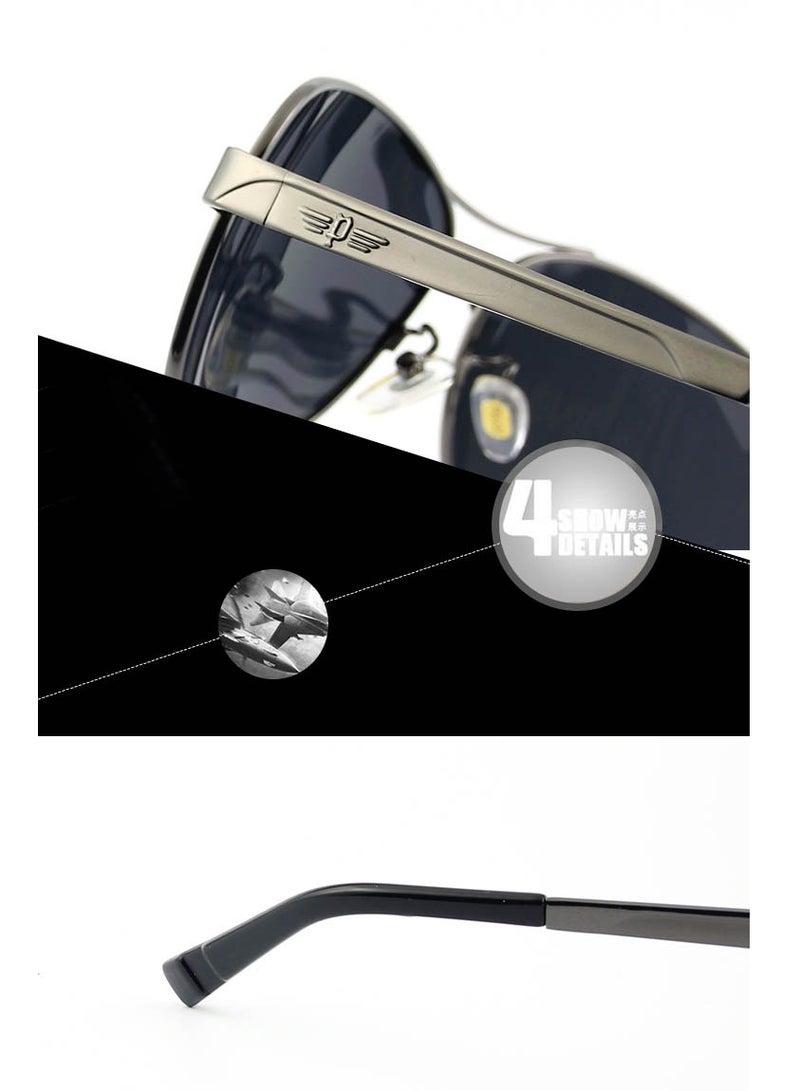 POLICE Fashion Pilot Polarized Lens Sunglasses,Cycling Sunglasses, Sliver Lenses with Black Frames for Men - Image 4