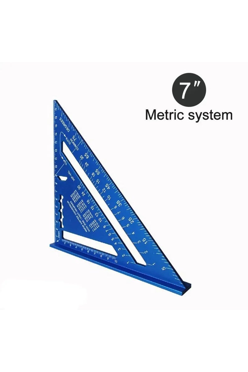 erorex blue-metric New 7Inch Triangle Ruler Measurement Tool Aluminium Alloy Carpenter Tools Inch Metric An