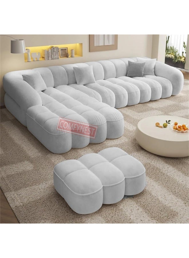 Comfynest مجموعة أرائك كومفينست من قماش الفرو - راحة مفرطة مع خيارات ألوان وأحجام متعددة (رمادي فاتح، على شكل L مع كرسي وأوتومان) - Image 5