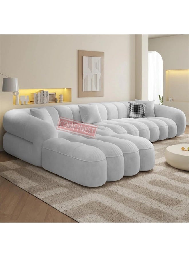Comfynest مجموعة أرائك كومفينست من قماش الفرو - راحة مفرطة مع خيارات ألوان وأحجام متعددة (رمادي فاتح، على شكل L مع كرسي وأوتومان) - Image 4