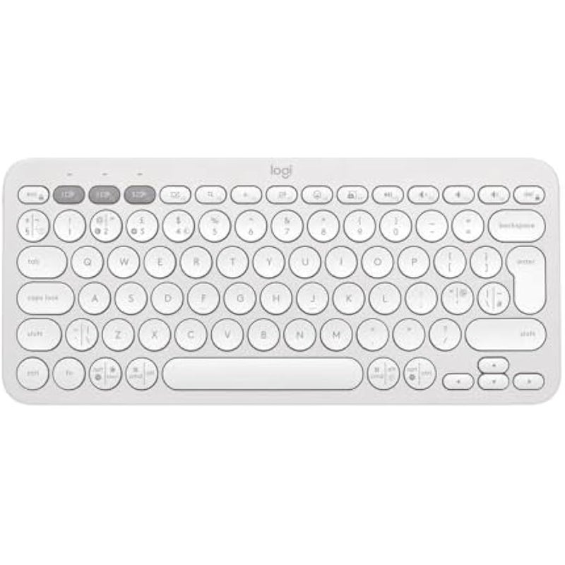 Pebble Keys 2 K380s, Multi-Device Bluetooth Wireless Keyboard with Customizable Shortcuts, Slim and Portable, Easy-Switch for Windows, macOS, iPadOS, Android, Chrome OS, US Intl Layout- White - Image 1