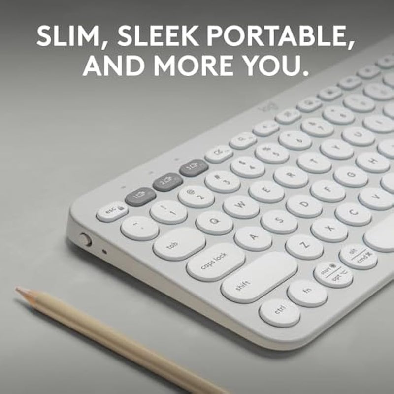 Pebble Keys 2 K380s, Multi-Device Bluetooth Wireless Keyboard with Customizable Shortcuts, Slim and Portable, Easy-Switch for Windows, macOS, iPadOS, Android, Chrome OS, US Intl Layout- White - Image 2