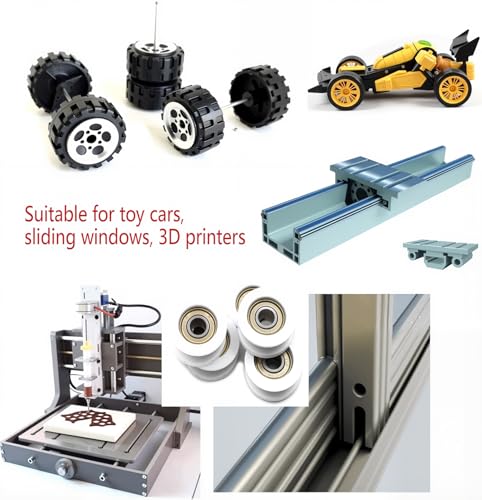 Preamer 5pcs Small Plastic Coated Pulley Ball Bearing Wheels Roller, Silent U Groove Bearing Track Roller Wheel for Sliding Door, Window, Toy, 3D Printer,Lifting System for 3mm Rope, with 695ZZ Bearing - Image 2