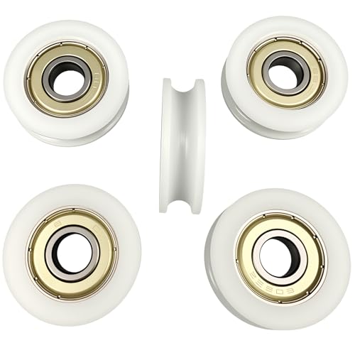 Preamer 5pcs Small Plastic Coated Pulley Ball Bearing Wheels Roller, Silent U Groove Bearing Track Roller Wheel for Sliding Door, Window, Toy, 3D Printer,Lifting System for 3mm Rope, with 695ZZ Bearing - Image 1