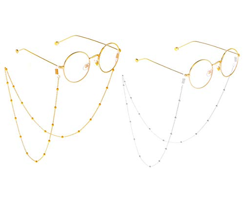 Tovip 2Pcs Eyeglass Chains Sunglasses Reading Beaded Glasses Chain Eyewears Cord Holder - Image 1