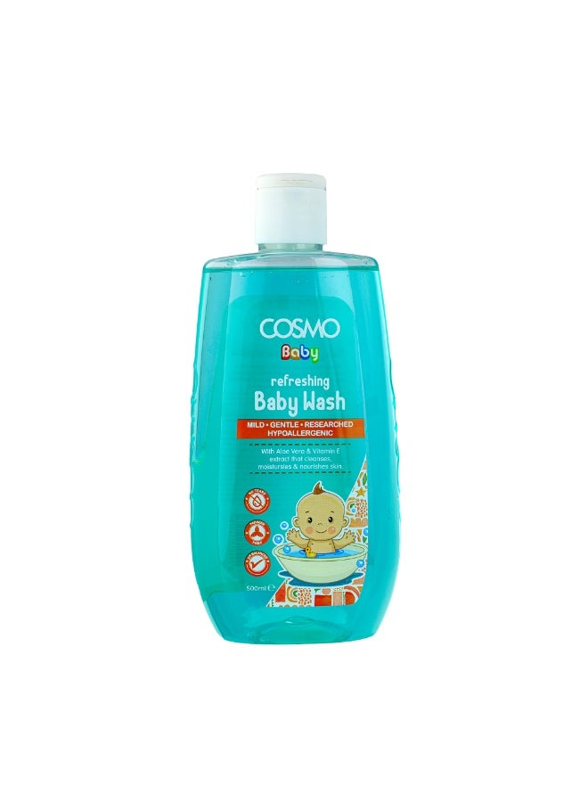 Cosmo Refreshing Baby Wash 500ml, Body Cleanses, Moisturiser, Nourishes, Sulfates Free, Parabens Free, Phthalates Free, Daily Use