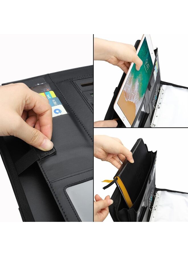 LAMAY Portfolio, Conference Folder Portfolio with Hidden Handle - Interview Resume Notefolio Premium Legal Document Organizer with Card Holder, Notebook and File Folders for Men and Women - Image 5