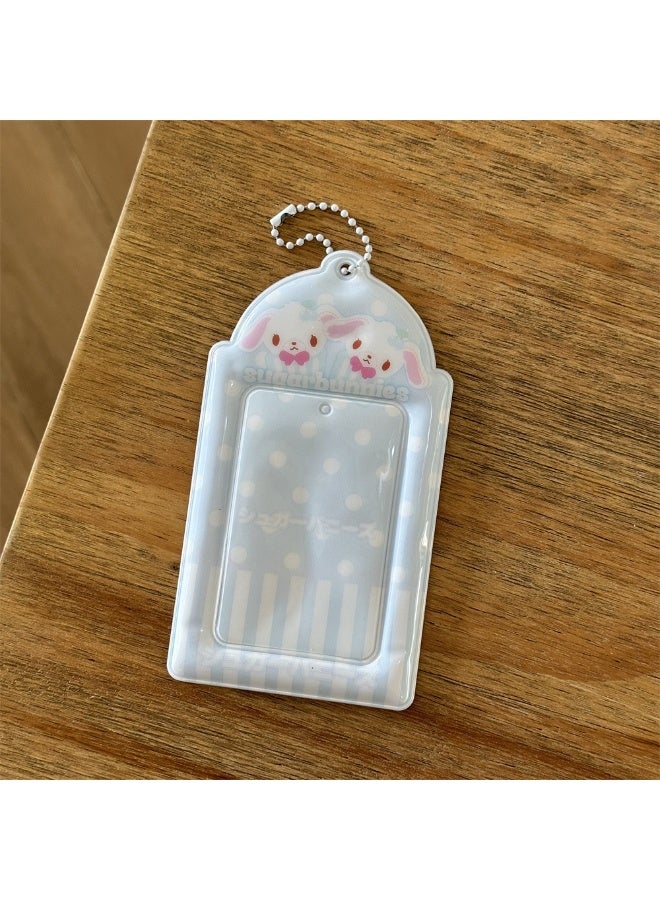 NIBEMINENT 1 - Piece Cute Strawberry Couple Rabbit Kpop Photo Card Holder Pendant Key Chain ID Badge Holder ID Card Holder Photo Card Protector for School ID Office ID Access Card for Women Girls - Image 1
