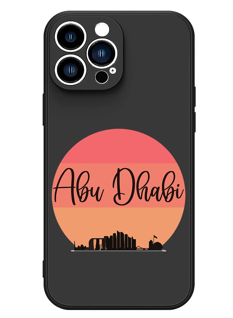 Theodor Protective Slim Fit Case Liquid Silicone Cover with Full Body Protection Anti-Scratch Shockproof Case For iPhone 15 Pro Black - Abu dhabi Sun - Image 1