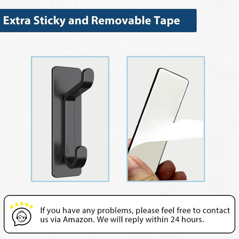 pickpiff Regional distribution available Wall Hooks for Coat and Towel: 13LB Adhesive Door Hanger Stick on, Black 4 Pack In-house warehouse packing - Image 5
