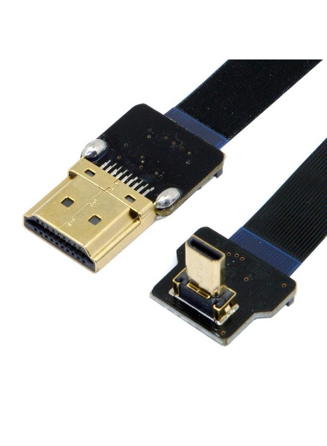 JSER Cyfpv 90 Degree Up Angled Fpv Micro Hdmi Male To Hdmi Male Flat Cable 50Cm Compatible For Fpv Hdtv Multicopter Aerial Photography Support 1080P 60Hz - Image 1