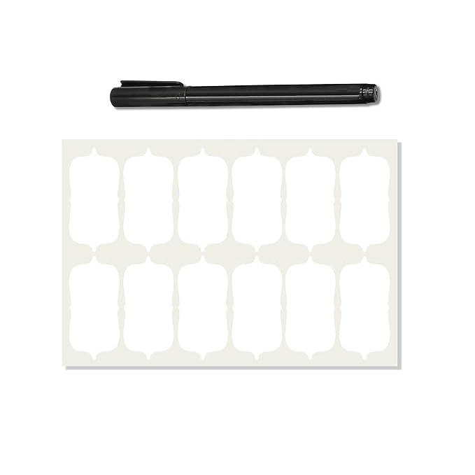 Pfroziel Vinyl Stickers for Mason Jars Glass Bottles, Decals Craft, Kitchen Waterproof Jar Labels Stickers with Pencil 48Pcs (2.5 Inch x 1.25 Inch, White) - Image 1