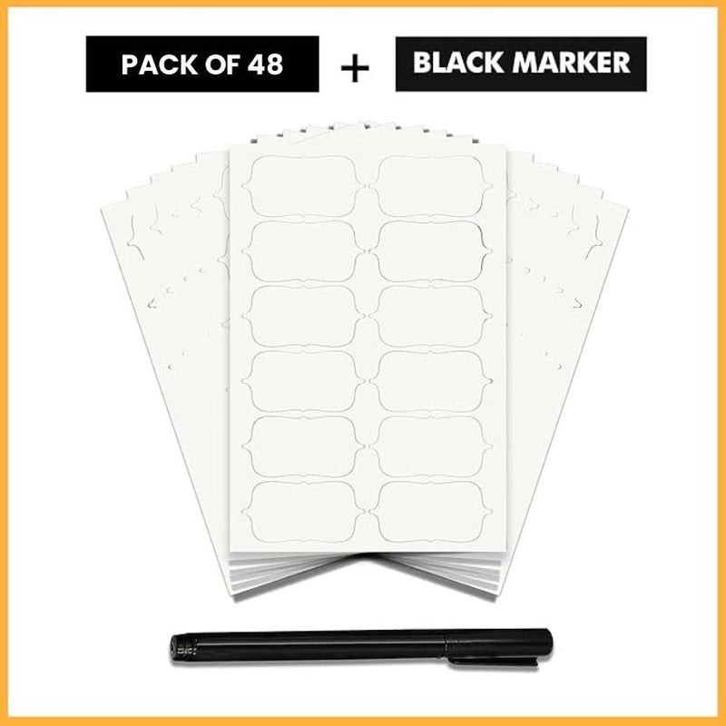 Pfroziel Vinyl Stickers for Mason Jars Glass Bottles, Decals Craft, Kitchen Waterproof Jar Labels Stickers with Pencil 48Pcs (2.5 Inch x 1.25 Inch, White) - Image 2