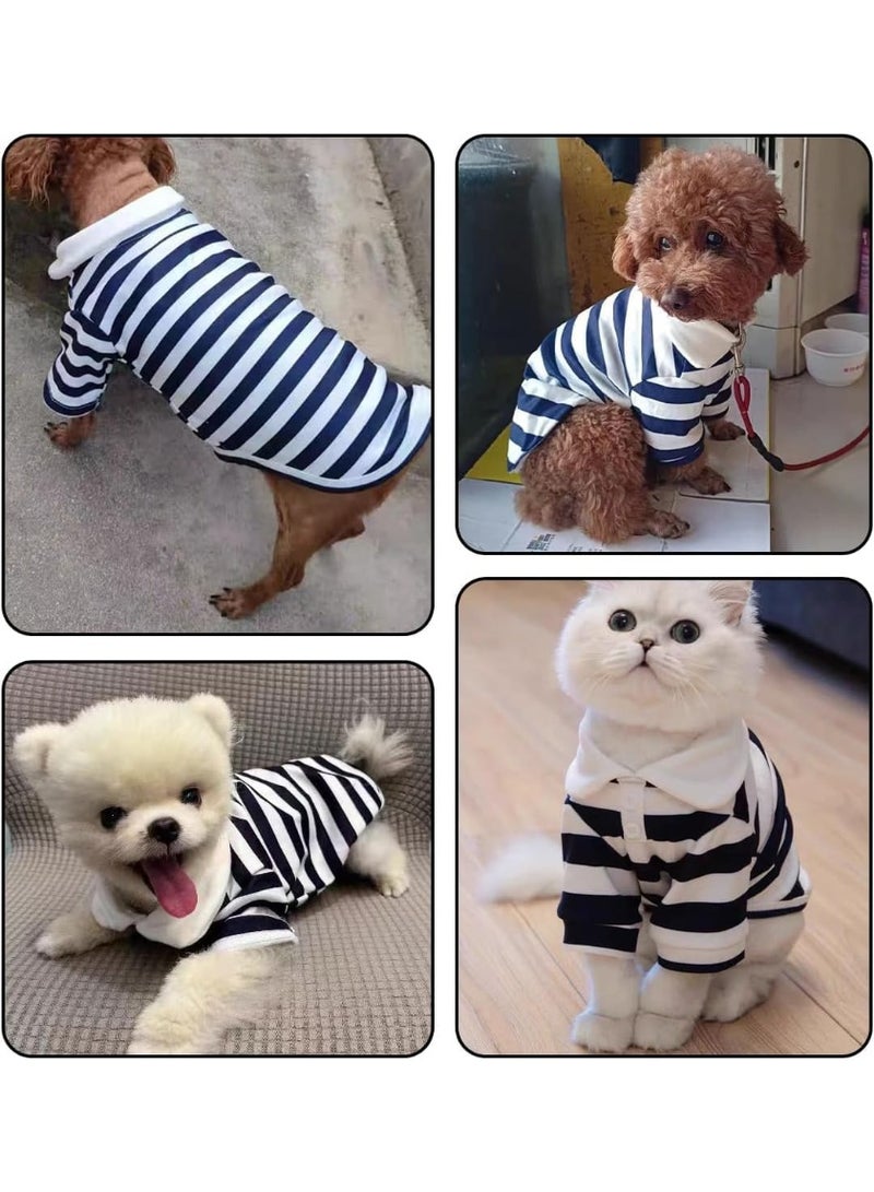 Dog Clothes Cute Polo Shirt, Soft and Breathable Collared T-Shirt, Summer Fall Outfits, for Small Medium Dogs Cat, Great for Doggy and Kitten Photoshoots, Dark Blue (M) - Image 5