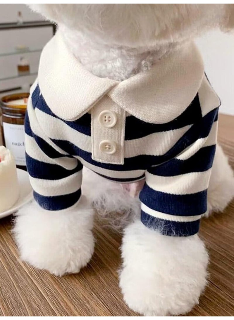 Dog Clothes Cute Polo Shirt, Soft and Breathable Collared T-Shirt, Summer Fall Outfits, for Small Medium Dogs Cat, Great for Doggy and Kitten Photoshoots, Dark Blue (M) - Image 3