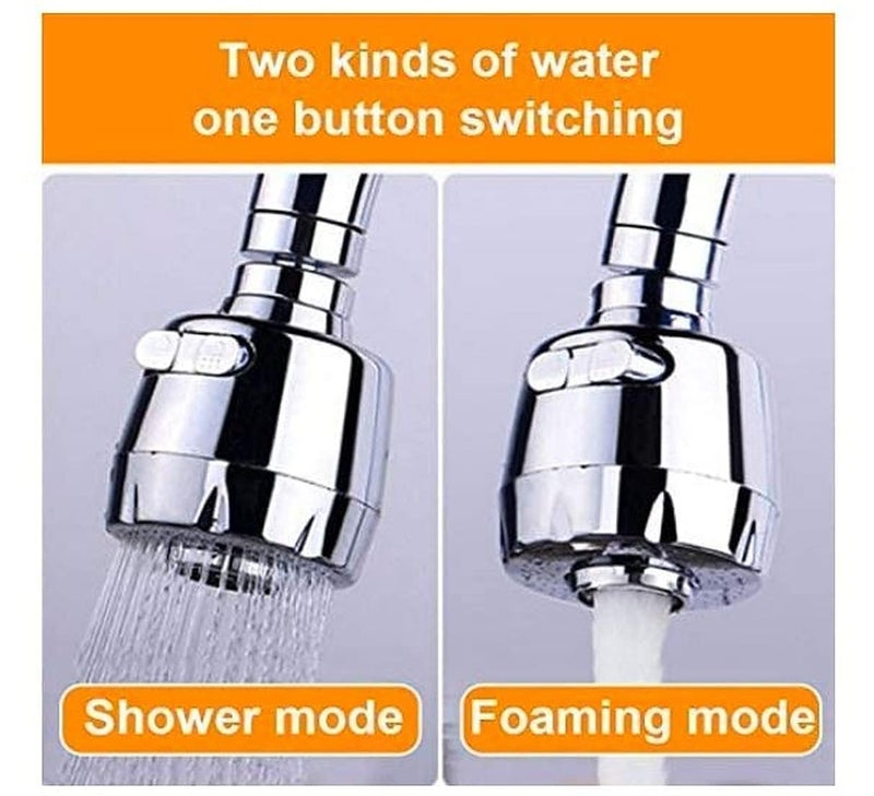 MISSMIN Sink Faucet Sprayer Attachment 360 Rotatable Kitchen Tap Extender Head Replacement Anti-Splash Faucet Nozzle Head with Hose and Universal Connector, 2 Mode (Silver) (Tap Extender, pack of 1) - Image 3