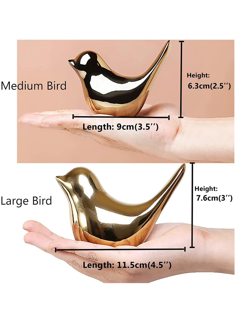 Golden Ceramic Bird Figurines, 2 Pack Small Animal Statues Home Decor Modern Style Gold Decorative Ornaments for Living Room, Bedroom, Office Desktop, Cabinets - Image 3