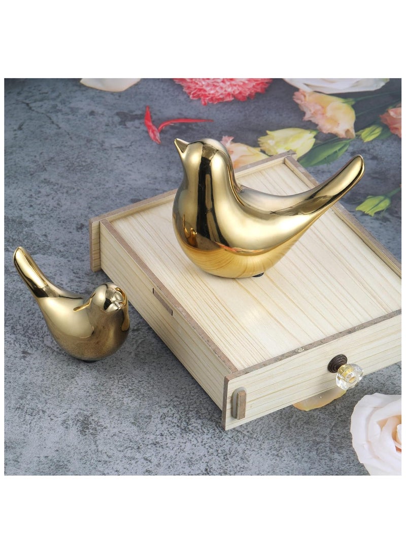 Golden Ceramic Bird Figurines, 2 Pack Small Animal Statues Home Decor Modern Style Gold Decorative Ornaments for Living Room, Bedroom, Office Desktop, Cabinets - Image 5