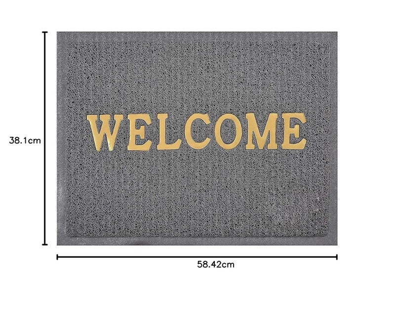Status Contract Status Welcome Design PVC Door Mats in Kitchen Home Bedside Living Office Restaurant Entrance Area with Anti Slip Floor Mat Washable (15x23 inch) or (38x 58cm) (Grey) - Image 2