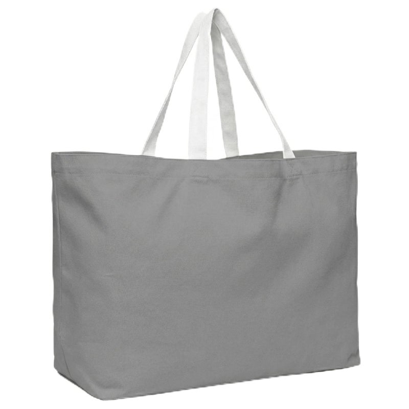 BasicList Extra Large Canvas Tote Bag Big Reusable Grocery Shopping Heavy Duty Foldable Gray