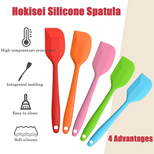 Hokisei Silicone Spatula Heat Resistant Small Rubber Spatulas Cooking Utensil Set Non-Stick Flexible Rubber Essential Cooking Gadget For Cake/Cream/Pastry/Butter/Batter Mixing/Cooking-(5 Pieces) - Image 2