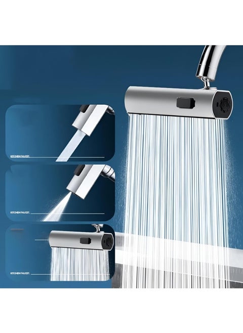 New Kitchen Shower 3 Functions 360° Rotating Head Splash Proof Mixer for Sinks Waterfall Design Ideal for Multiple Uses