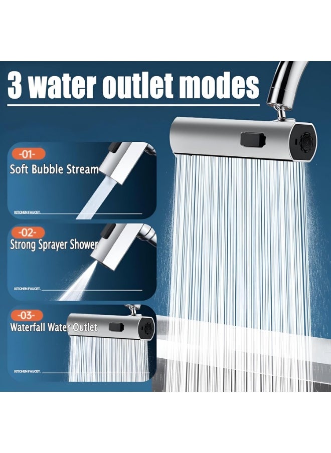 Generic - New Kitchen Shower 3 Functions 360° Rotating Head Splash Proof Mixer for Sinks Waterfall Design Ideal for Multiple Uses - Image 1