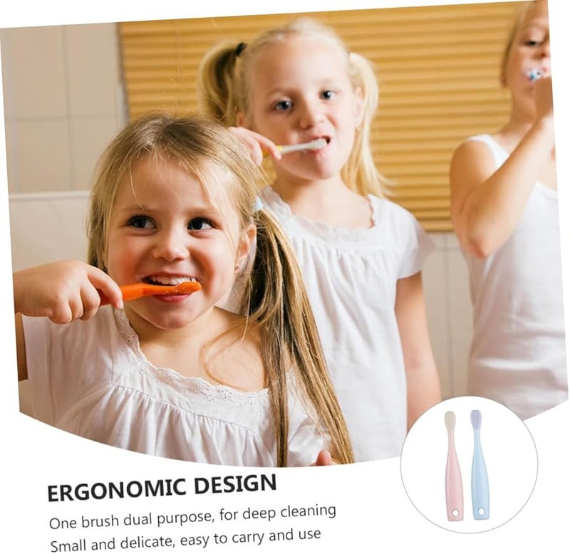 2Pcs Soft Bristle Toothbrushes For Kids Blue And Pink Travel Safe - Image 4